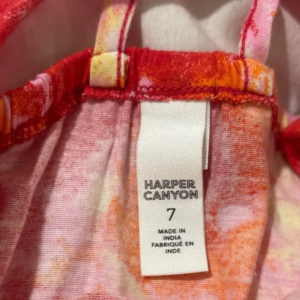 Harper Canyon 7 Colorful Tie-Dye Kids reddish pink Romper nwot cotton